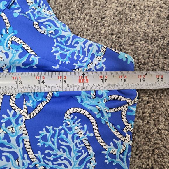 Lulu B Dress Blue Coral Reef Nautical Rope Print Sleevless Size M - Picture 7 of 8